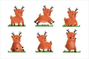 Different style of vector deer on a transparent background. Isolated objects, cute illustration.