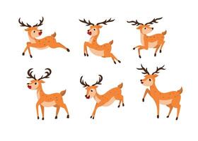 set style of vector deer on a transparent background. Isolated objects, windy illustration.