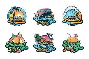 Set of vintage summer badges labels, emblems and logo vector