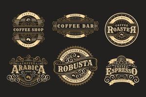 Set of vintage badges coffee, coffee shop and emblems vector