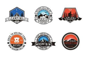 Set of camping and outdoor logo vector