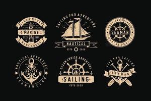 Set of sailing badges labels, emblems and logo vector