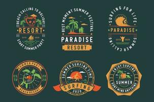 Set of vintage summer badges labels, emblems and logo vector
