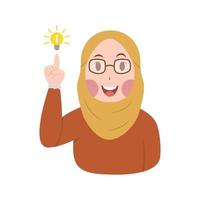 Las mujeres lindas del hijab muestran el gesto de conseguir grandes ideas ilustración vectorial vector