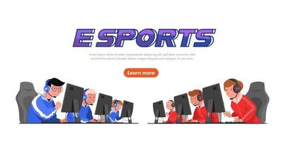 equipo azul y rojo de la competencia de atletas de deportes electrónicos en la competencia de deportes electrónicos. vector