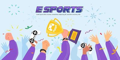 The e-sports competition Trophies and prize money await esports athletes vector