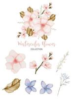 Beautiful bouquet of flowers in water colors style vector