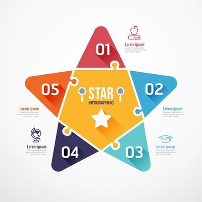 Star Education shape jigsaw banner. Concept Design infographic Template vector illustration
