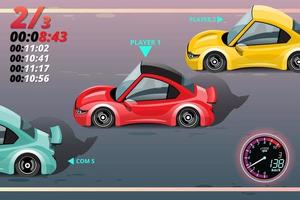 In game competition continue player used high speed car for win in racing game. competition e-sport car racing. vector