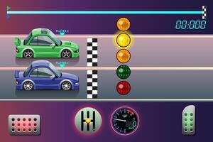 In game competition continue player used high speed car for win in racing game. competition e-sport car racing. vector