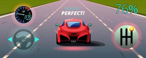 In game competition continue player used high speed car for win in racing game. competition e-sport car racing. vector