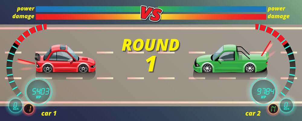 Car racing game in display menu juning Royalty Free Vector