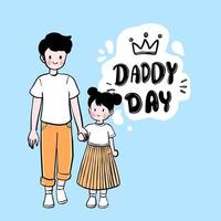 un padre lleva a su hija a un evento del día del padre en el día del padre. vector