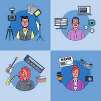 Various of people different professions job and occupations character with gear vector