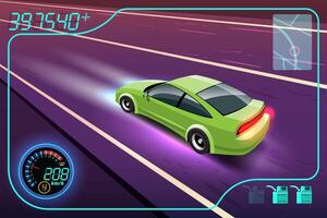 In game competition continue player used high speed car for win in racing game. competition e-sport car racing. vector