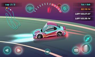 In game competition continue player used high speed car for win in racing game. competition e-sport car racing. vector