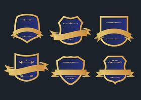 Vintage style retro emblem label collection. Vector design elements on dark background.