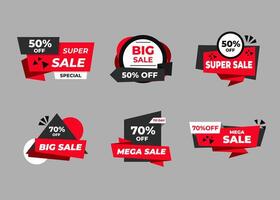 Sale banners and price tag labels, selling card and discount sticker. Best offer vector templates on a gray background