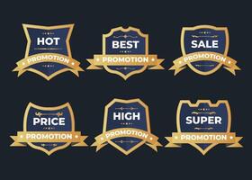 Set of retro vintage sale logo badges on a dark background vector