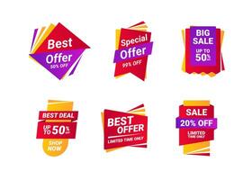 Sale banners and price tag labels, selling card and discount sticker. Best offer vector templates on a white background