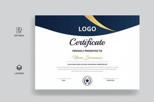 Horizontal certificate template with luxury badge and modern shape vector