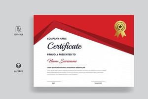 Certificate template with luxury badge and modern shape. For award and education vector