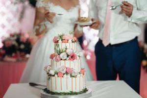 wedding cake at the wedding of the newlyweds photo