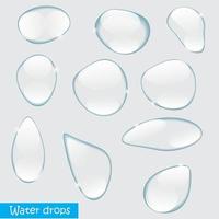 Realistic Water Drops Set On Transparent Background Vector Illustration