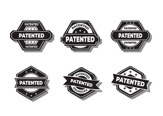 Patented Stamp Vector Set Over a White Background