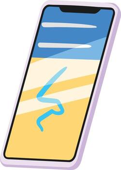 Smartphone Mobile Phone with Maps App Open. Vertical phone standing on white background. vector