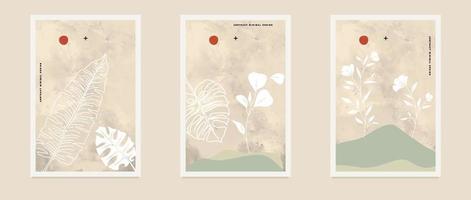 Modern Minimal Botanical Abstract Background Suitable For Suitable For Printing As A Paintng Interior Decoration Social Posts Flyers  Book Covers vector