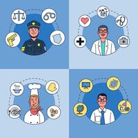 Cartoon Character design. Various of people different professions job and occupations character vector