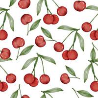 seamless with Cherry in watercolor collection flat vector