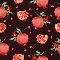 seamless with Pomegranate in watercolor collection flat vector