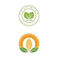 Mint leaves flat vector color icon template illustration design