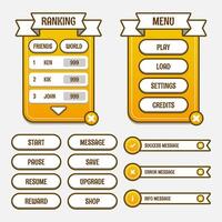 Vector game template gui kit. Game graphical user Interface GUI for build web and mobile games and apps.