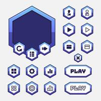 Vector game template gui kit. Interface button elements