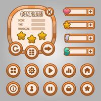 Vector game template gui kit. Game graphical user Interface GUI for build web and mobile games and apps.