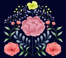 A set of flowers painted in watercolor for various cards and greeting cards. vector