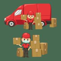 Delivery man wearing uniform and cap in cartoon character vector