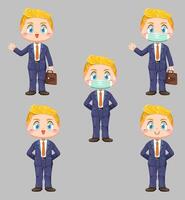 Businessman in cartoon character flat vector on white background