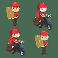 Delivery man wearing uniform and cap in cartoon character vector