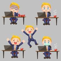 Businessman in cartoon character flat vector on white background