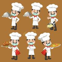 chef mascot in cartoon character  vector design for culinary business