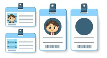 Set of ID or employee card of businessman cartoon character vector