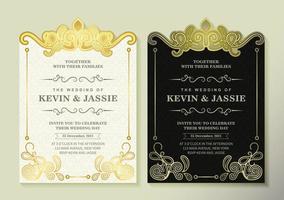 luxury wedding invitation with gold ornament vector