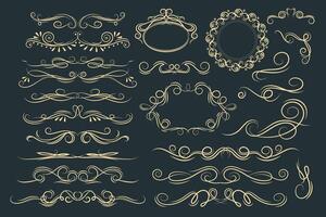 Vector luxury wedding line frame and ornate swirl dividers.