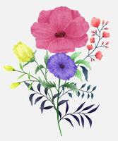 A set of flowers painted in watercolor for various cards and greeting cards. vector