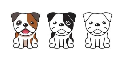 Vector cartoon set of cute bulldog