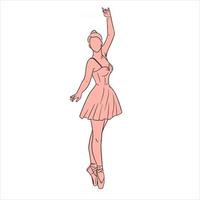 Ballerina in dress and pointe shoes. Line style. Dancer. vector